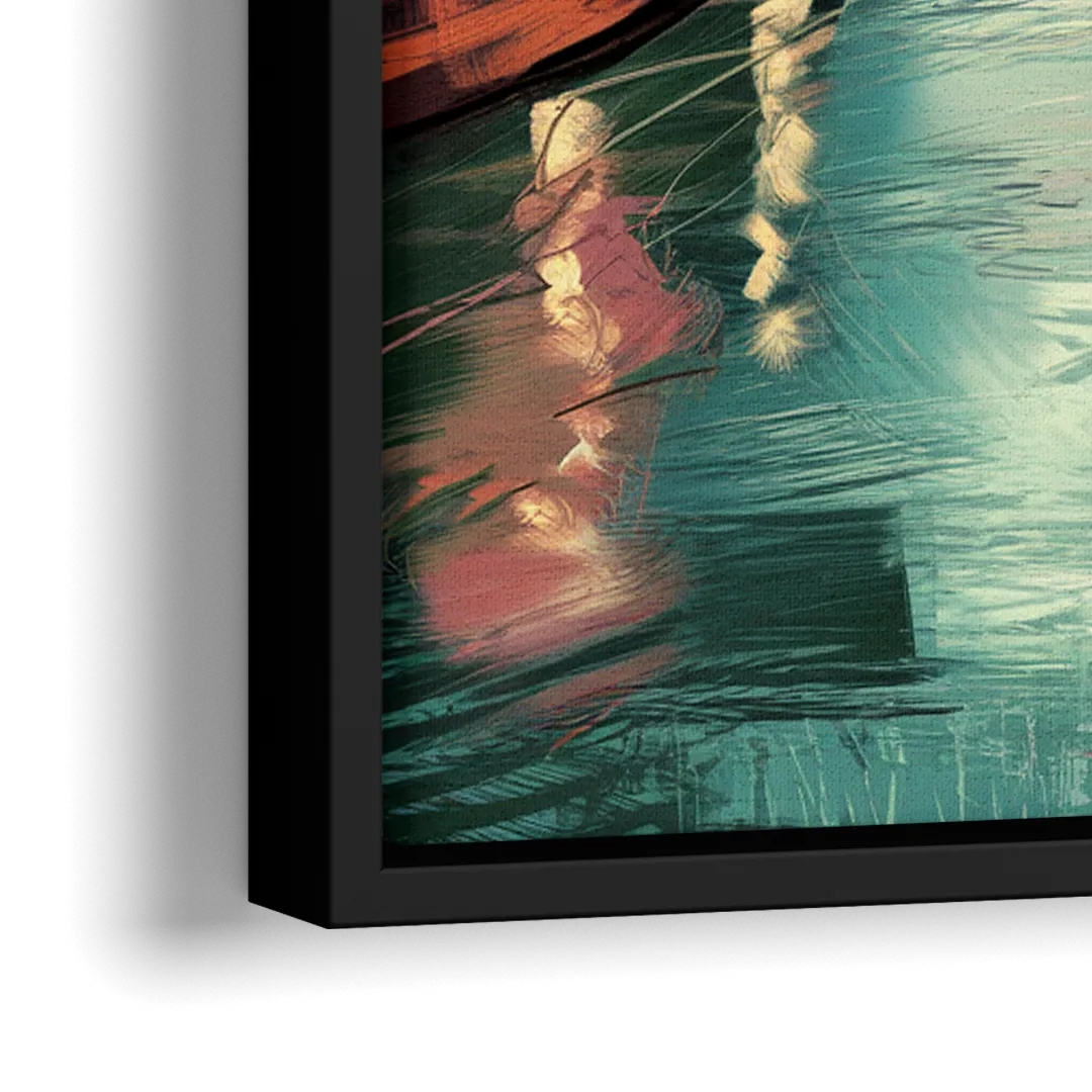 San Antonio Scenic Riverwalk - Close-Up Black Frame Canvas