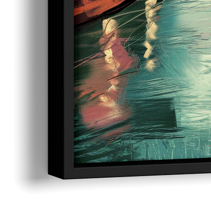 San Antonio Scenic Riverwalk - Close-Up Black Frame Canvas