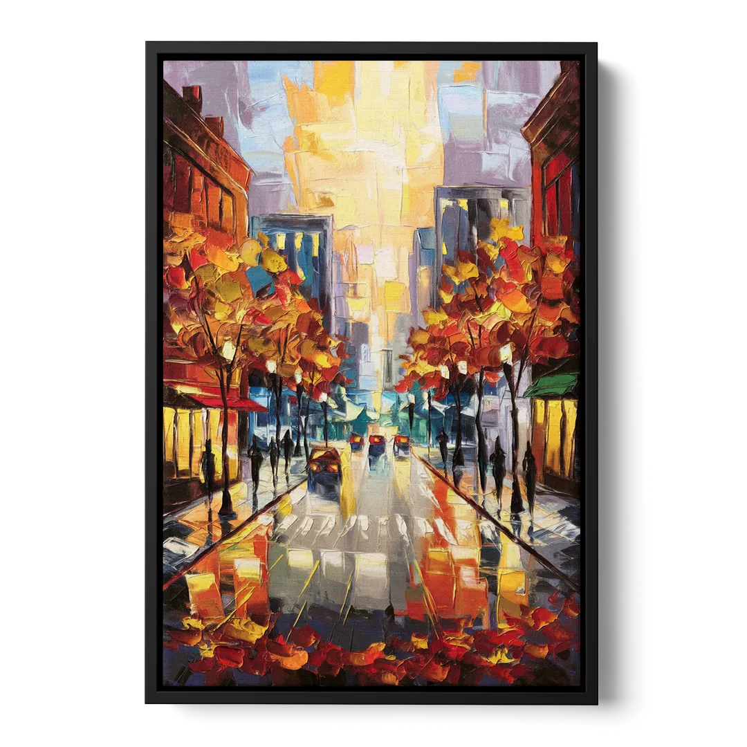 Madison Vibrant Downtown - Black Frame Canvas