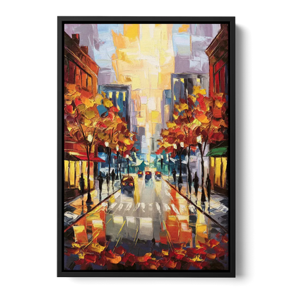 Madison Vibrant Downtown - Black Frame Canvas