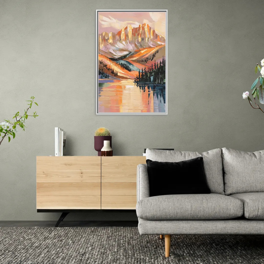 Vail Mountain Sunrise - Living Room White Frame Canvas