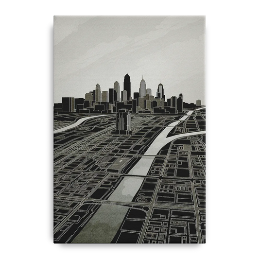 Philadelphia Map Design - Canvas Wall Art