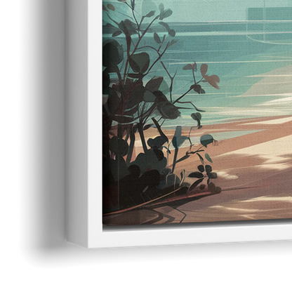 Key West Palm Tree Serenity - Close-Up White Frame Canvas