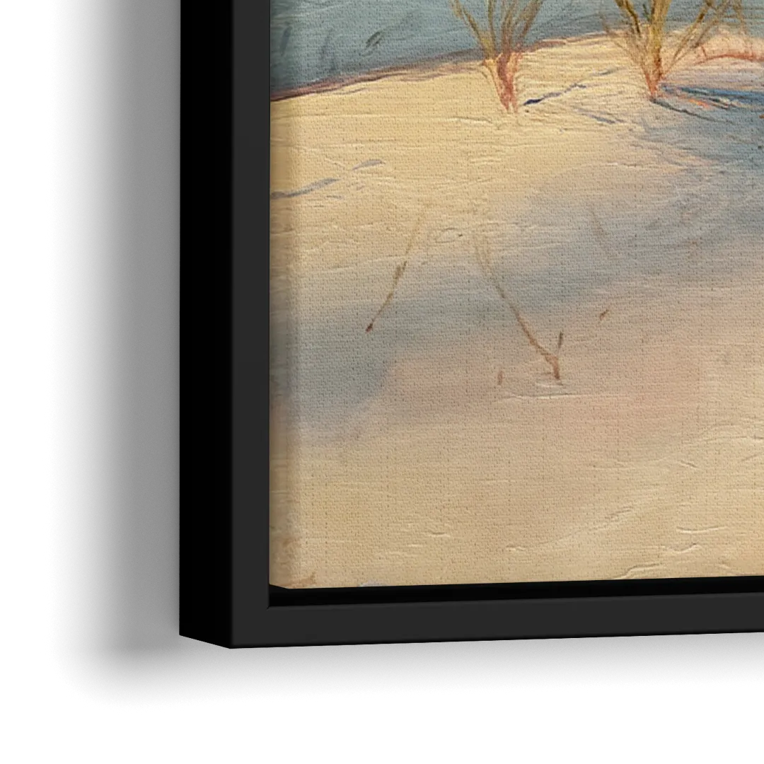 Myrtle Beach Sand Dunes Serenity - Close-Up Black Frame Canvas
