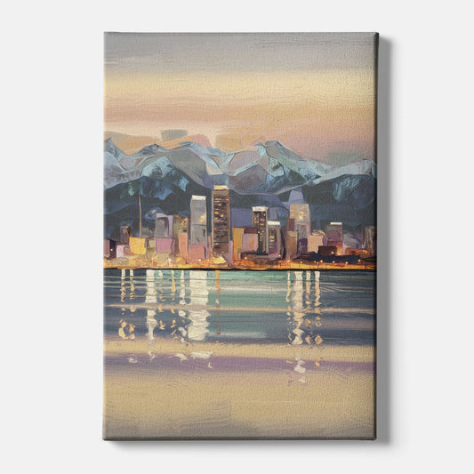 Anchorage Cityscape Reflection - Canvas Wall Art