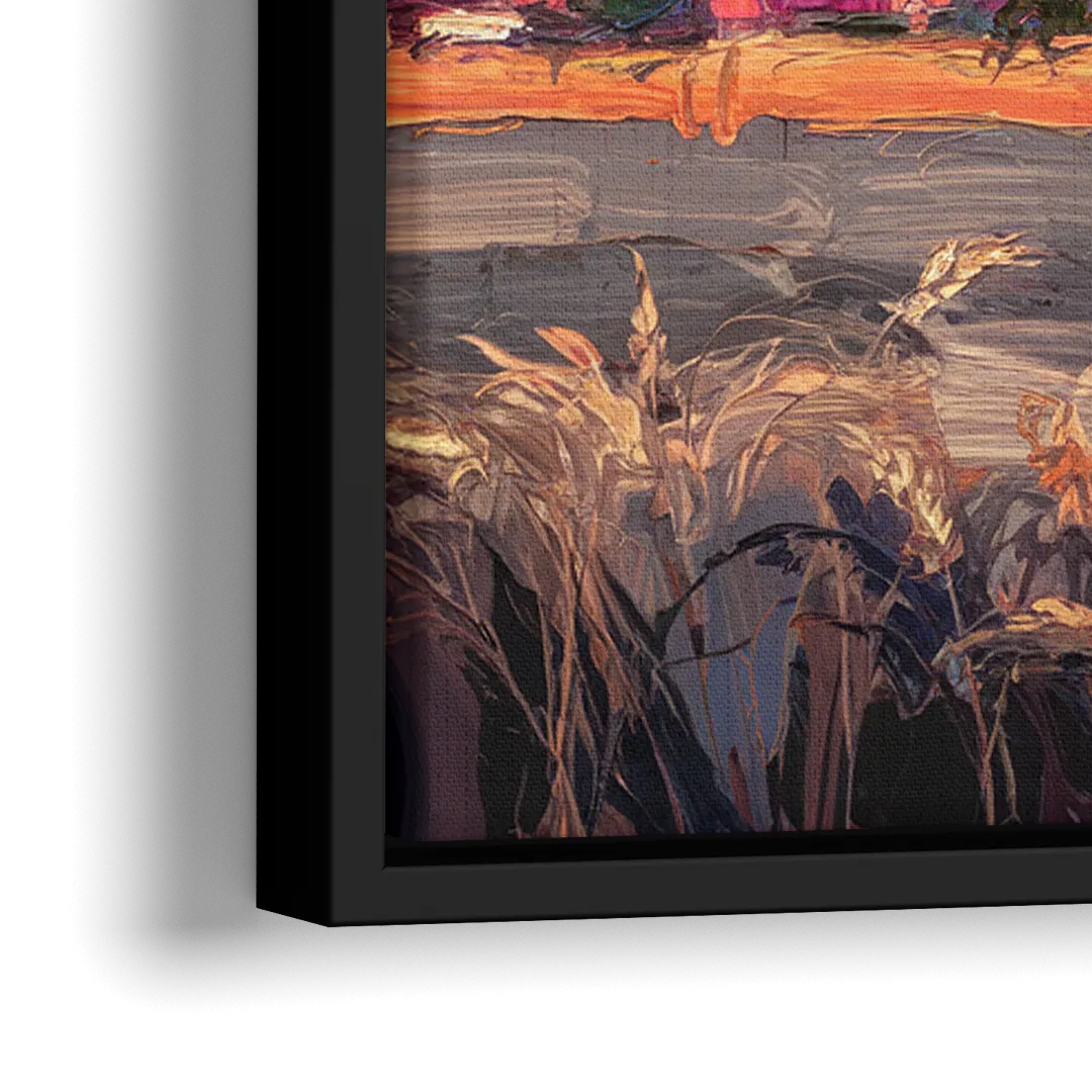 Lubbock Skyline Sunset - Close-Up Black Frame Canvas