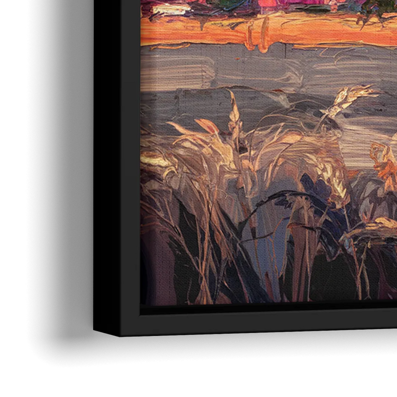 Lubbock Skyline Sunset - Close-Up Black Frame Canvas