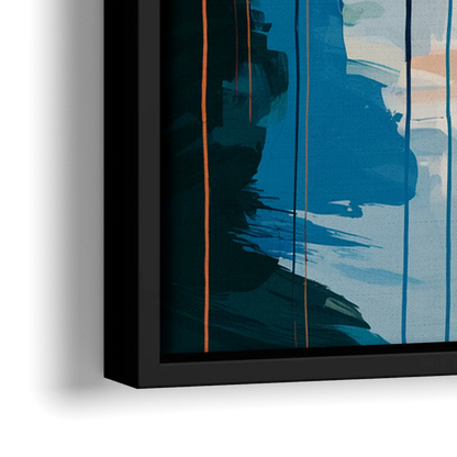 Buffalo Skyline Panorama - Close-Up Black Frame Canvas