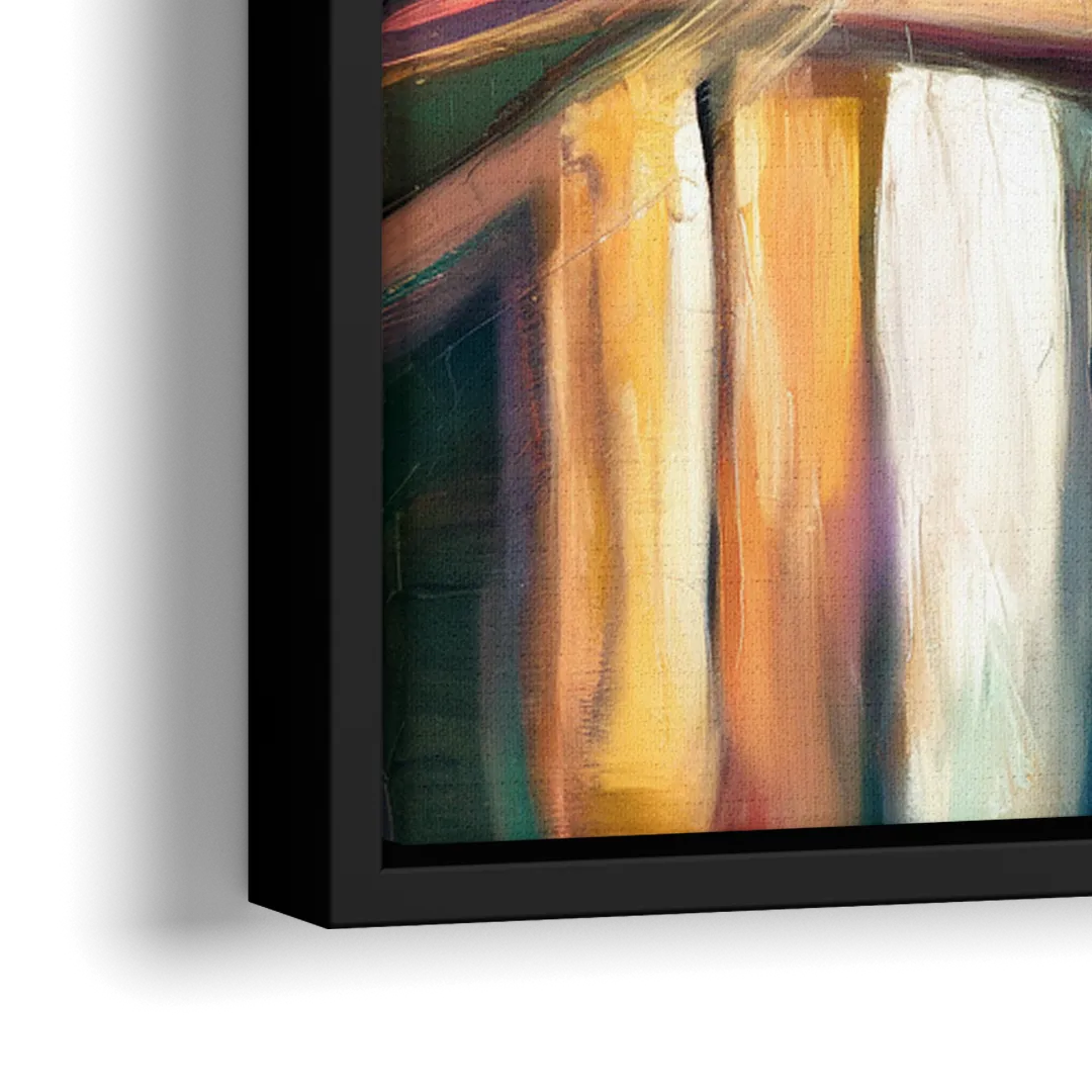 Tulsa Cityscape Glow - Close-Up Black Frame Canvas