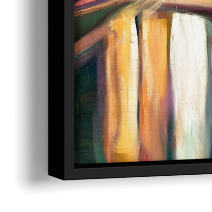 Tulsa Cityscape Glow - Close-Up Black Frame Canvas