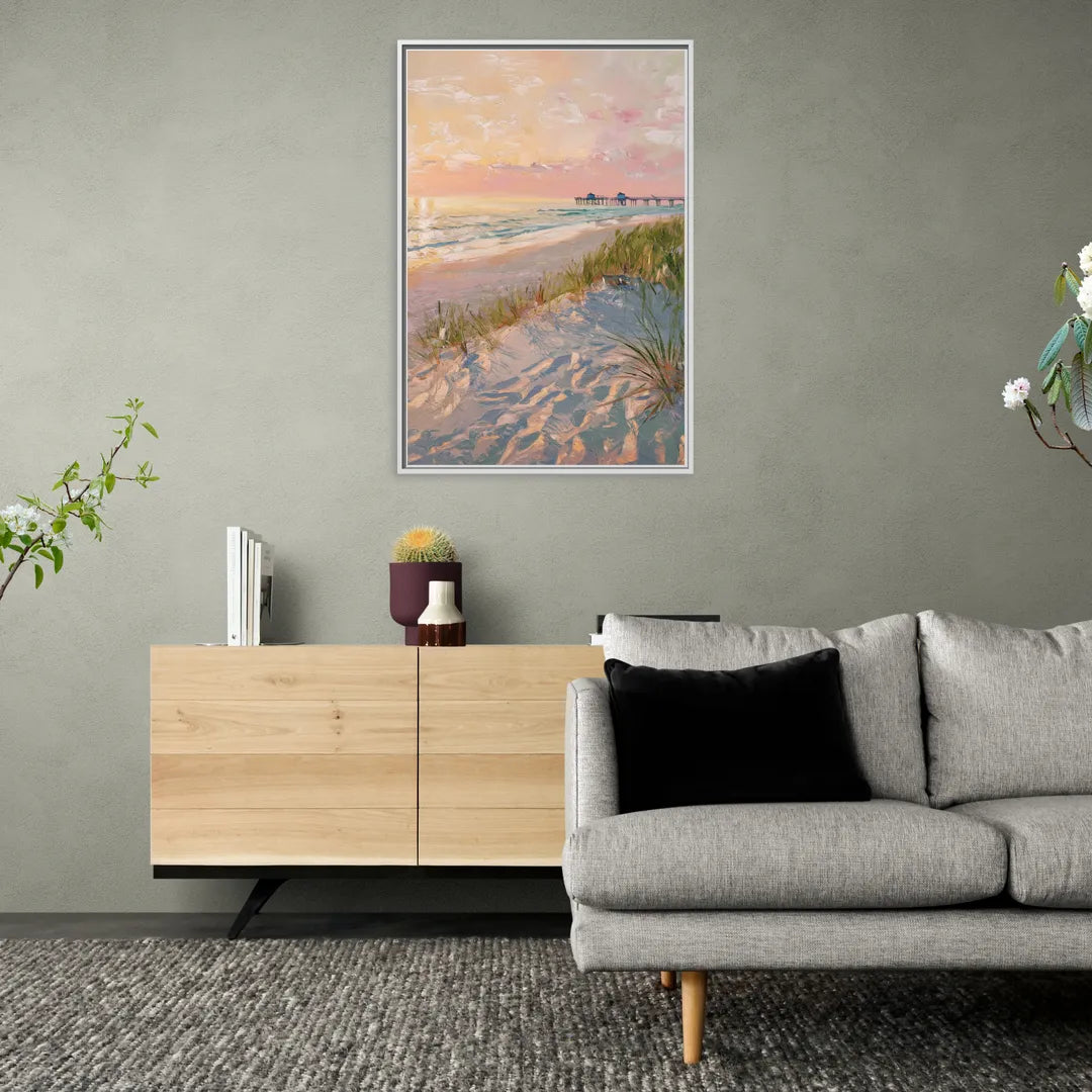 Virginia Beach Oceanfront Serenity - Living Room White Frame Canvas