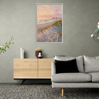 Virginia Beach Oceanfront Serenity - Living Room White Frame Canvas