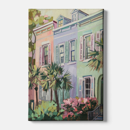 Charleston Rainbow Row - Canvas Wall Art