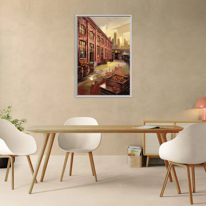 Durham Tobacco Warehouse Charm - Living Room White Frame Canvas