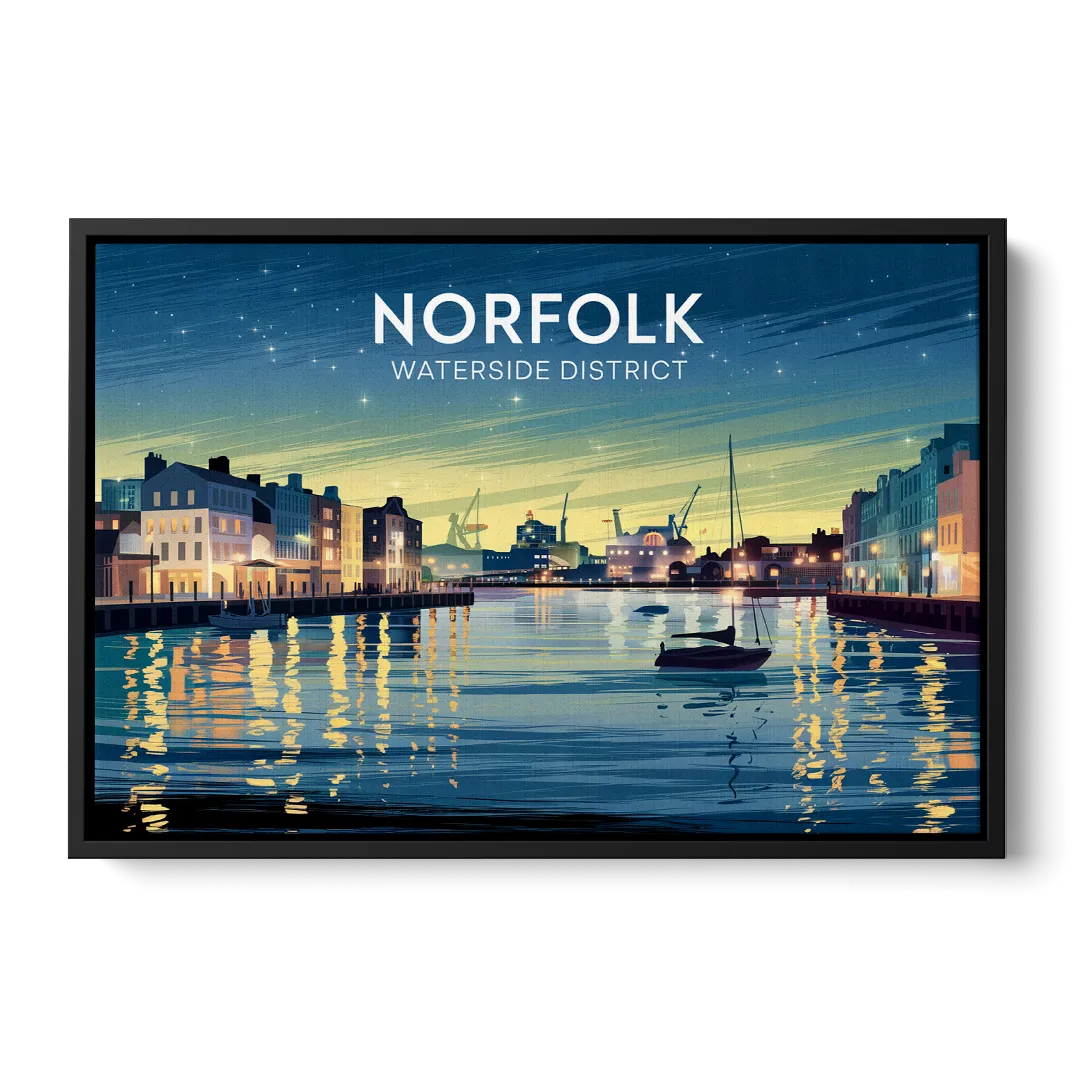Norfolk Waterside District - Black Frame Canvas