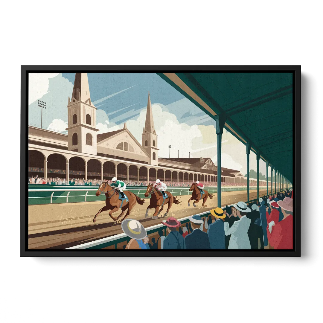 Louisville Churchill Downs Scene - Black Frame Canvas
