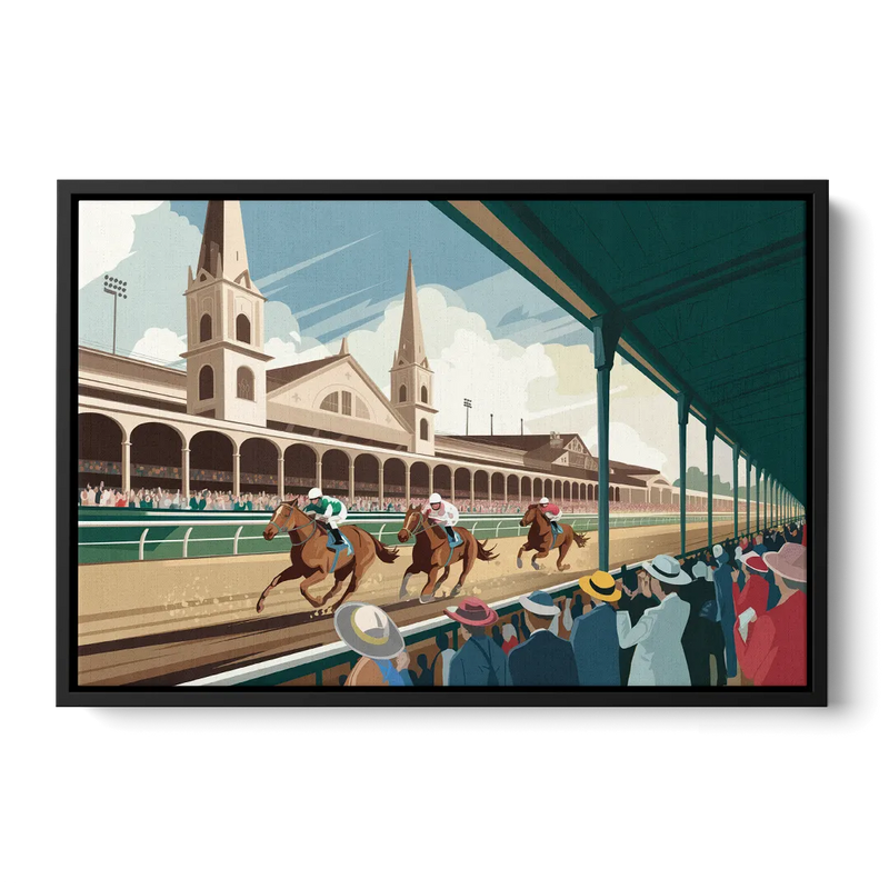 Louisville Churchill Downs Scene - Black Frame Canvas