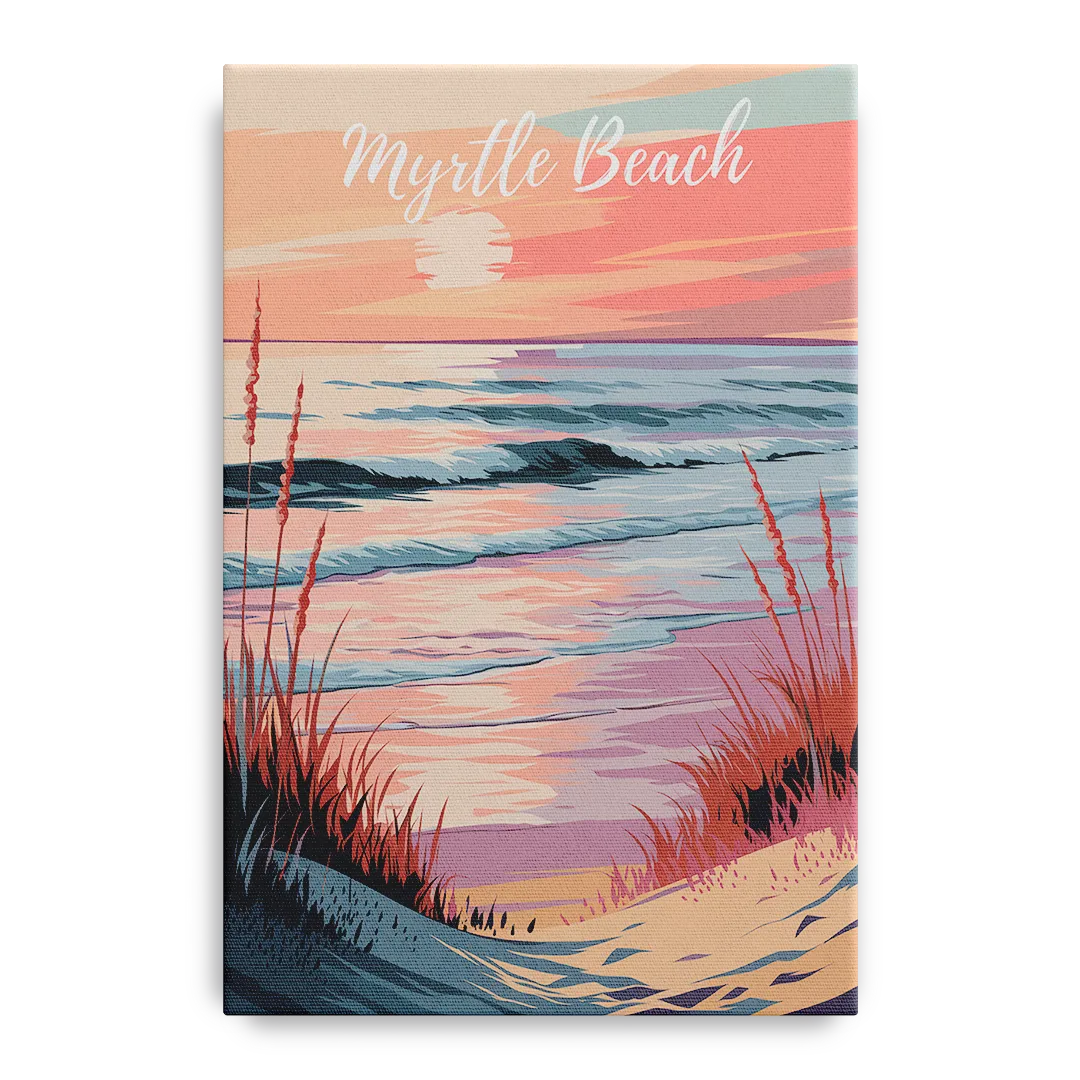 Myrtle Beach Sunset Reflections - Canvas Wall Art