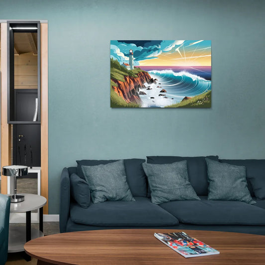 Seaside Lighthouse View - Canvas Wall Art Living Room
