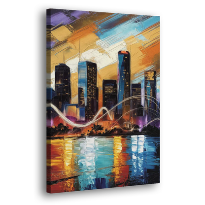 Houston Artistic Skyline - Canvas Print Art Sides