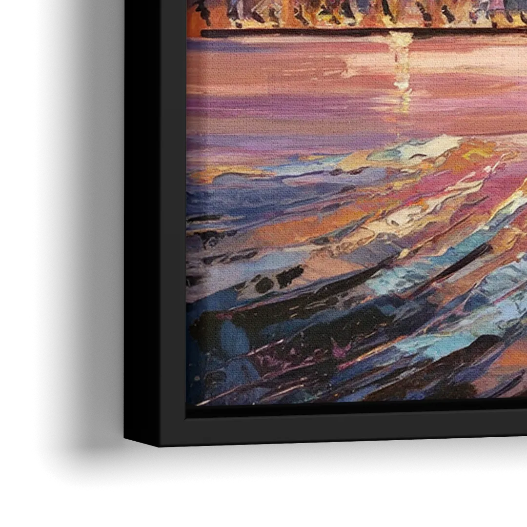 San Francisco Cityscape At Dawn - Close-Up Black Frame Canvas
