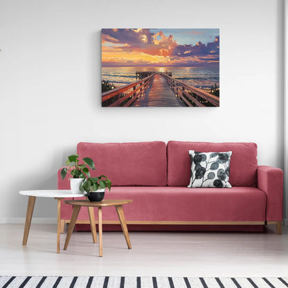 Cape May Sunset Pier - Canvas Wall Art Living Room