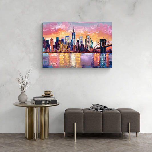 New York City Artistic Watercolor View - Canvas Wall Art Living Room