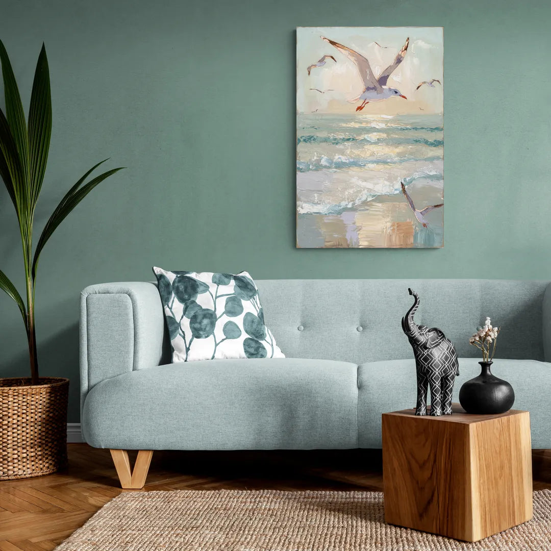 Galveston Seagulls in Flight - Canvas Wall Art Living Room