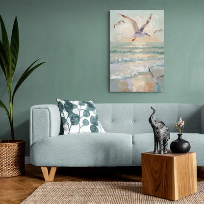Galveston Seagulls in Flight - Canvas Wall Art Living Room