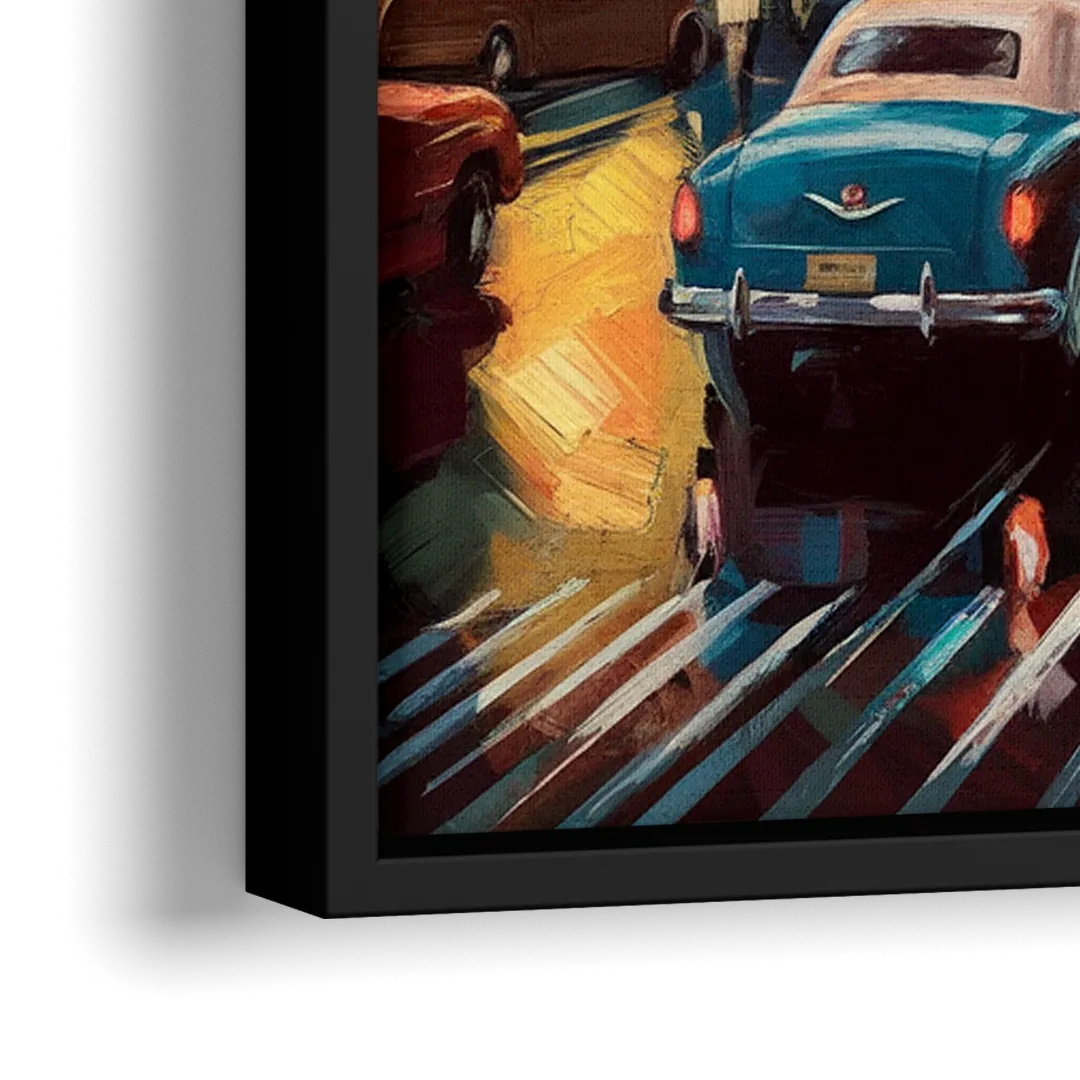 New York City Times Square at Midnight - Close-Up Black Frame Canvas
