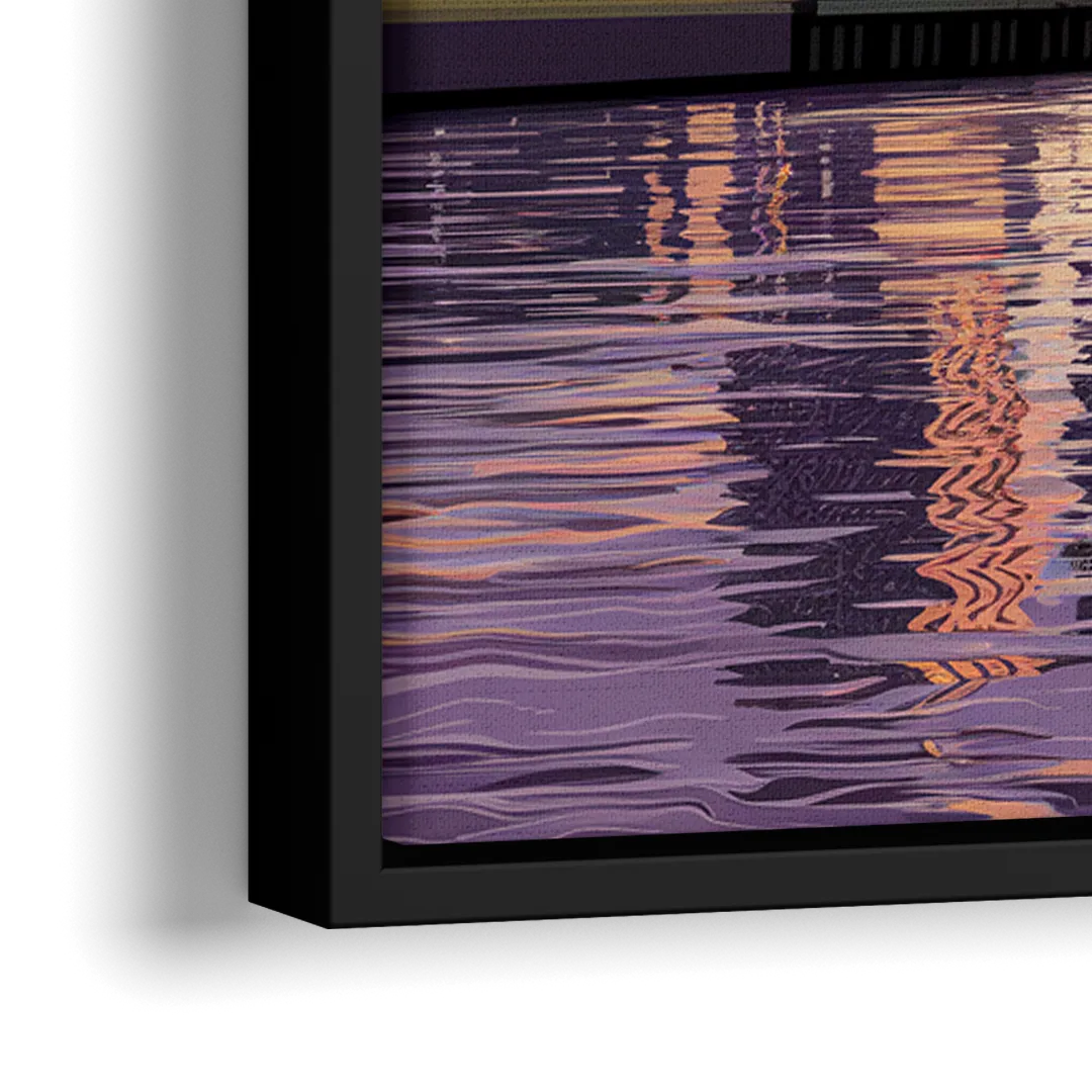 Norfolk Skyline at Sunset - Close-Up Black Frame Canvas