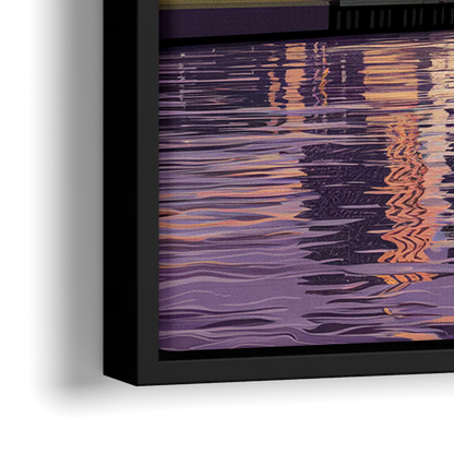 Norfolk Skyline at Sunset - Close-Up Black Frame Canvas