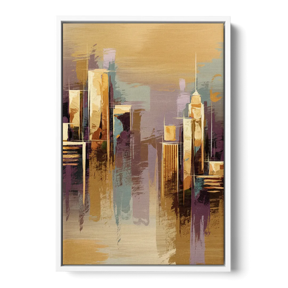Kansas City Downtown Panorama - White Frame Canvas