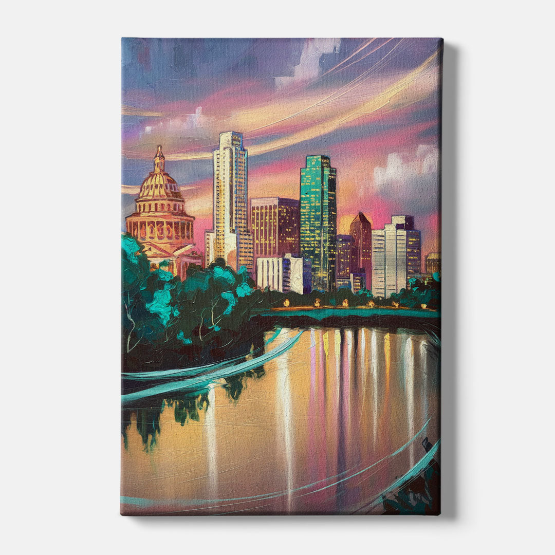 Austin Vibrant Skyline - Canvas Wall Art