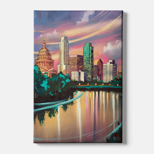 Austin Vibrant Skyline - Canvas Wall Art