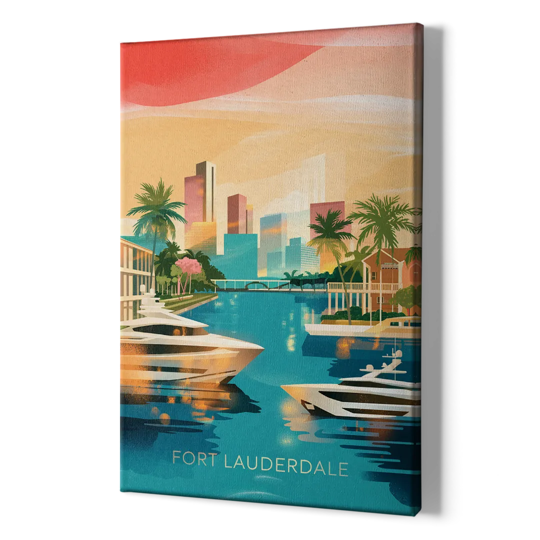 Fort Lauderdale Intracoastal Waterway - Canvas Print Art Sides