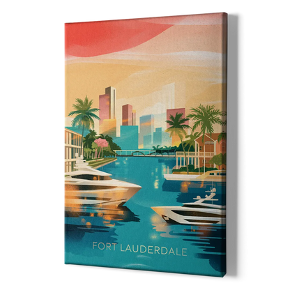 Fort Lauderdale Intracoastal Waterway - Canvas Print Art Sides