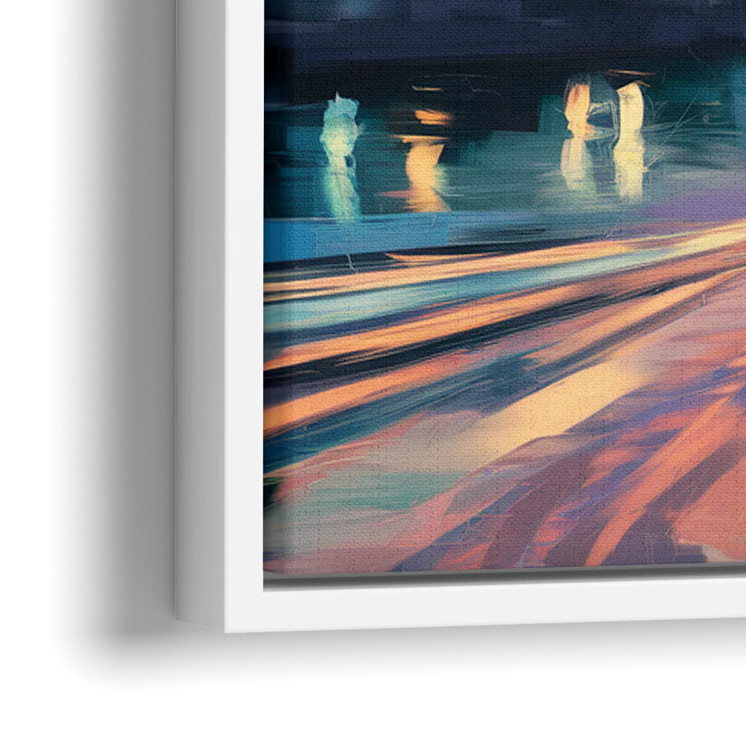 Tampa Riverwalk Evening Glow - Close-Up White Frame Canvas