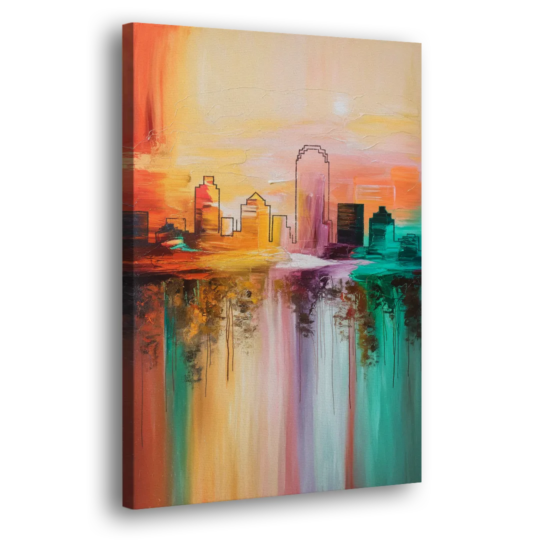 Tulsa Skyline Sunset - Canvas Print Art Sides