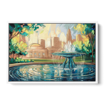 Kansas City Fountains And Parks - White Frame Canvas