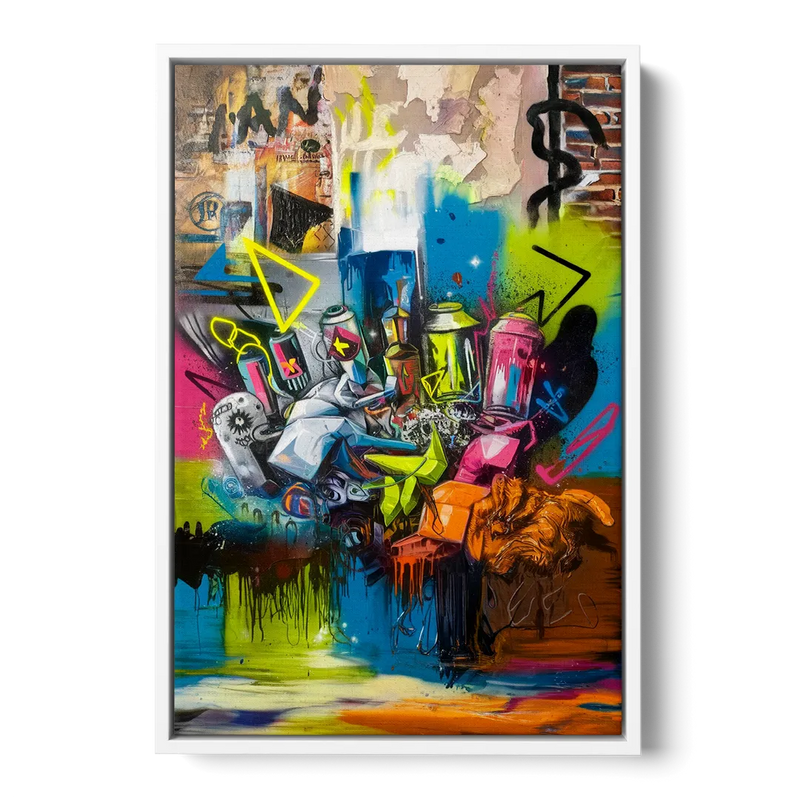 Austin Graffiti Street Style - White Frame Canvas