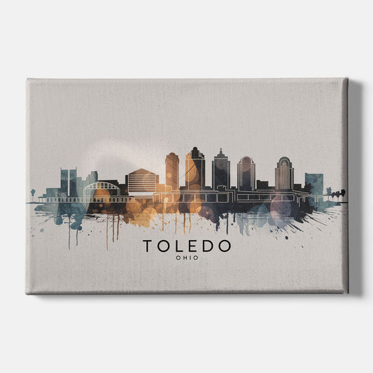 Toledo Skyline Panorama - Canvas Wall Art