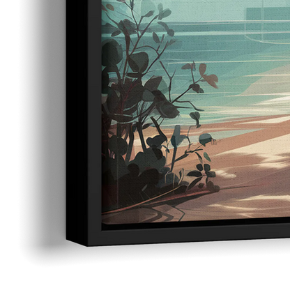 Key West Palm Tree Serenity - Close-Up Black Frame Canvas