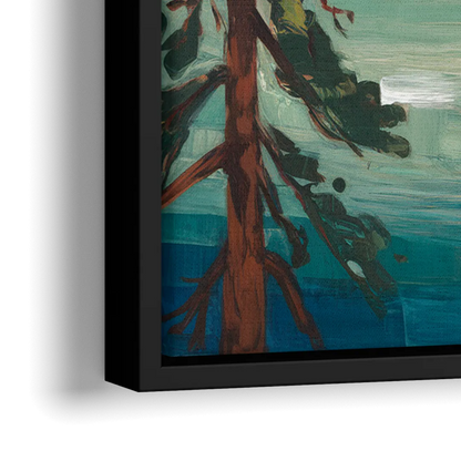 Lake Tahoe Forest Horizon - Close-Up Black Frame Canvas