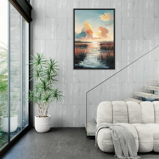 Chesapeake Coastal Sunrise - Living Room Black Frame Canvas