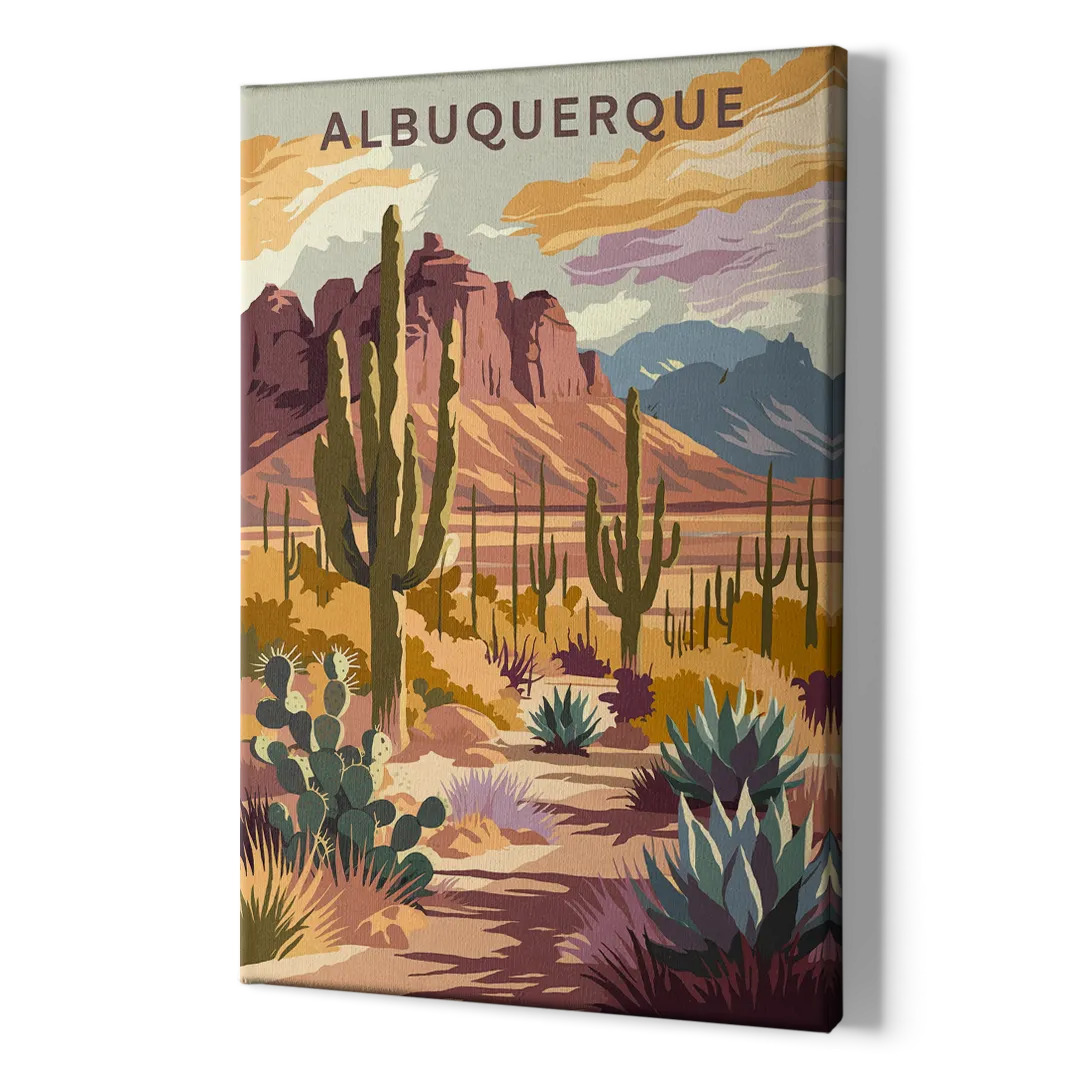 Albuquerque Desert Landscape - Canvas Print Art Sides