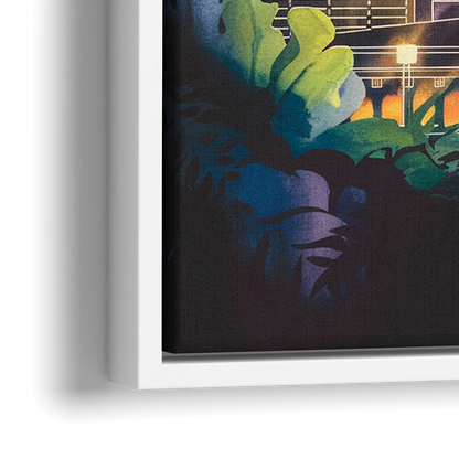 Kansas City Vibrant Downtown - Close-Up White Frame Canvas