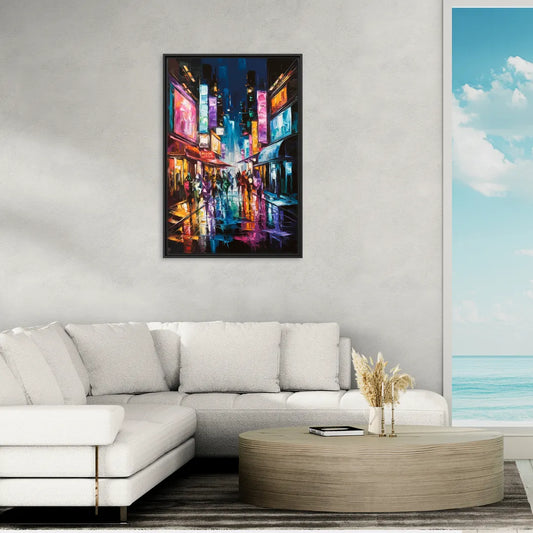 Joseph Vibrant Streets - Living Room Black Frame Canvas