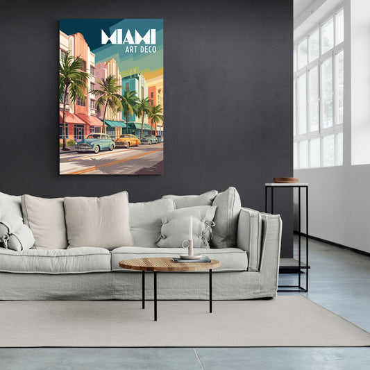 Miami Art Deco District - Canvas Wall Art Living Room
