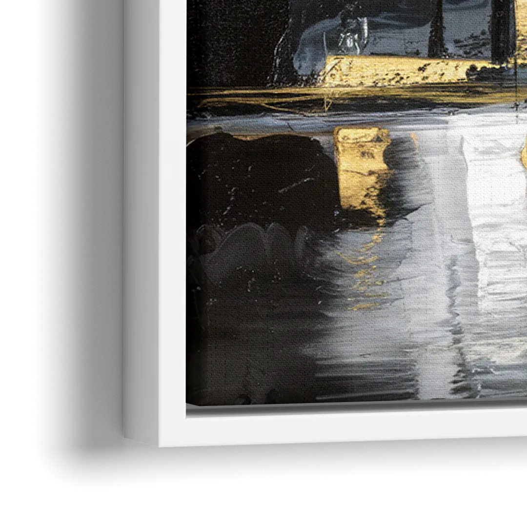 Las Vegas Black And White Skyline - Close-Up White Frame Canvas